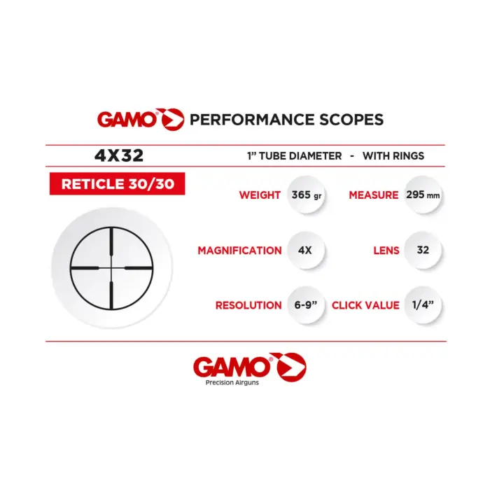 Lunette De Tir Gamo LC 4x32 WR - Optique Neuve Pour Carabine
