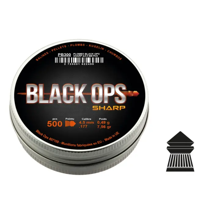 Plombs Calibre 4.5 MM The Black Ops Sharp Tête Pointue-1
