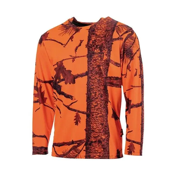 T-shirt de Chasse Manches Longues Treeland Camo Orange