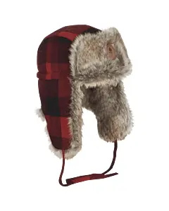Bonnet Chapka Fourrure à Carreaux Rouge et Noir Classique Pinewood