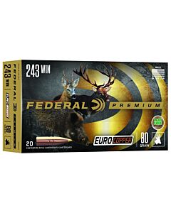 Cartouches Federal Premium Euro Copper Calibre 243 Win 80 Grains
