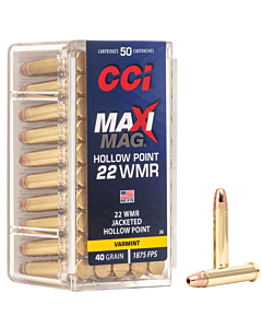 Balles CCI Calibre 22WMR Maxi Mag JHP 40 Grains