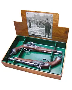 Réplique décorative Denix d'une paire de pistolets de duel Italien à poudre noire
