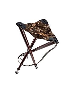 Trepied Ardenna 65cm Pieds Bois Assise Cuir Tissu Camo Roseaux Bretelle Januel