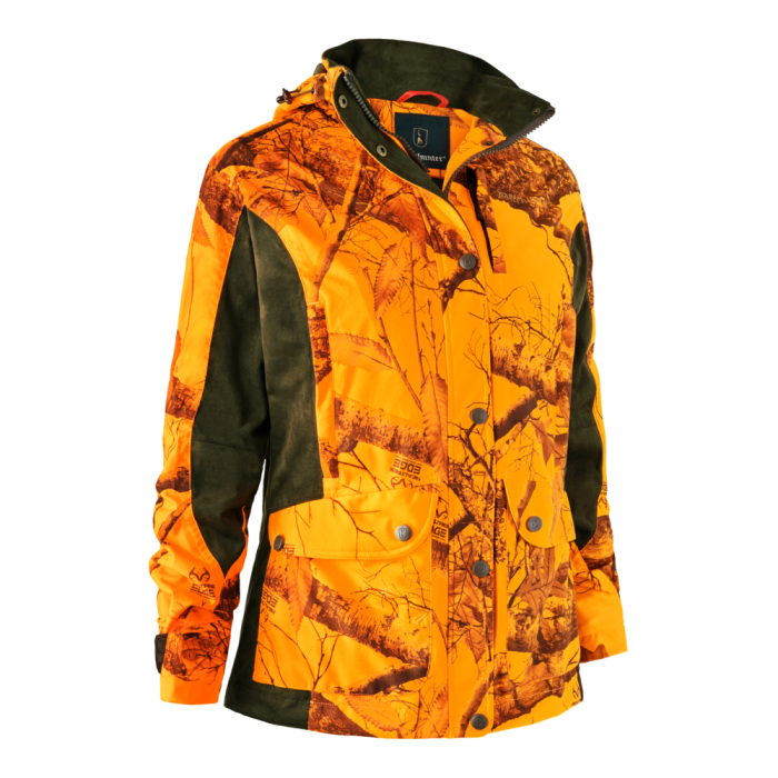 Veste De Chasse Femme Estelle Camo Orange Imperm able Chaude