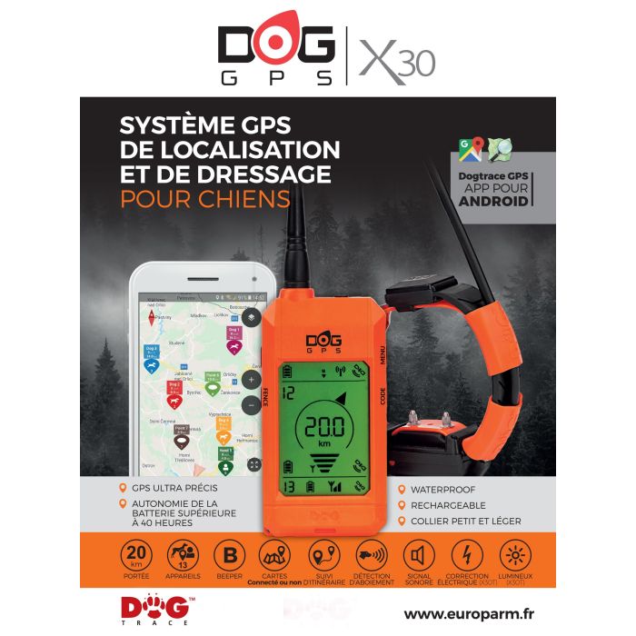 Collier GPS pour chien sans abonnement DOGTRACE X20 orange fluo