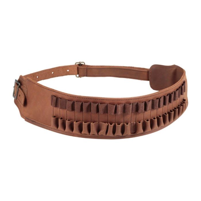 Ceinture cartouchière en cuir de vachette calibre 12 avec porte