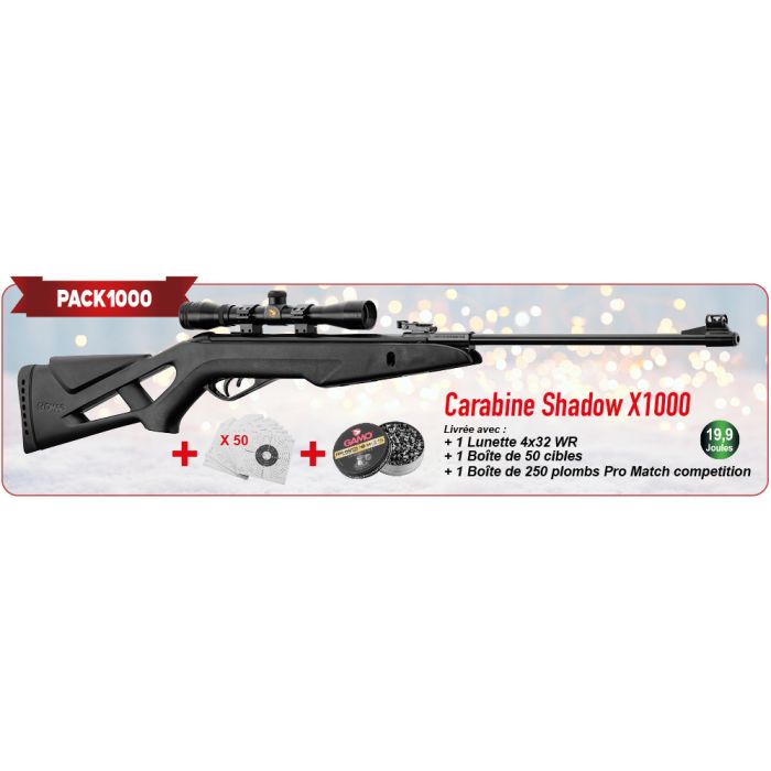 Carabine à Plomb Gamo Shadow 19.9j avec Lunette, Cibles et Plombs - Pack  Noel 2023