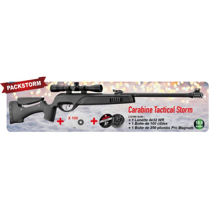 Carabine à Plomb Gamo Tactical Storm 19.9j avec Lunette, Cibles et