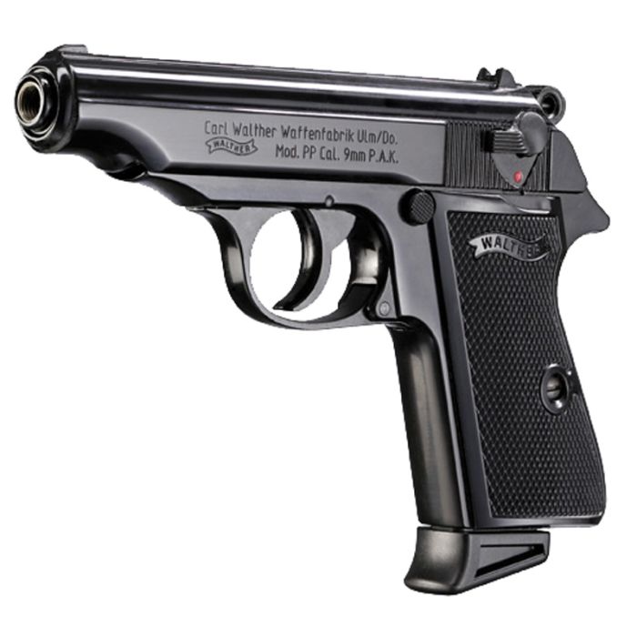 Pistolet 9 MM A Blanc Walther PP Noir + Défense