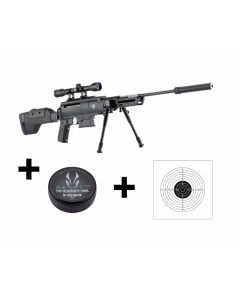 Pack Carabine Black Ops Sniper 19,90 Joules Calibre 4.5 MM, Plombs et Cibles