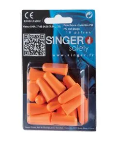 20 bouchons d'oreilles sous blister Singer Safety
