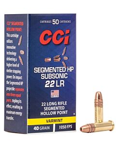Balles CCI 22LR Segmented HP 40GR Subsonic