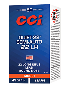 Balles CCI Calibre 22LR Quiet-22 Semi Auto 45 grains 