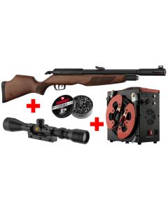 Pack Carabine PCP Gamo Riser Punisher calibre 5,5 mm 40 Joules Avec Compresseur