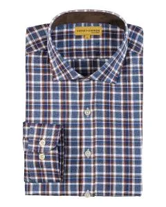 Chemise Verney Carron Cheverny Marron et Bleu