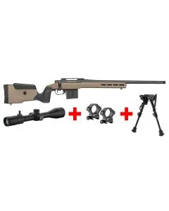Pack Carabine Mossberg Patriot LR Tactical 308 Win RTI 6-24x50 Bipied Harris-1