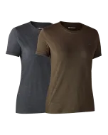 Lot De 2 Tee Shirt Femme Deerhunter Adventure Brown Leaf Melange