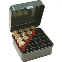 Boîte de Rangement Verte pour 25 Cartouches de Chasse Calibre 12 et 10