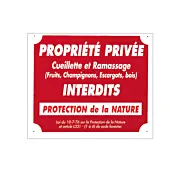 Panneau Propriété Privée Ceuillette Interdite en Aluminium Rouge