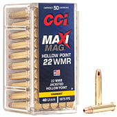 Balles CCI Calibre 22WMR Maxi Mag JHP 40 Grains