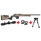 Pack Carabine Mossberg Patriot LR Tactical 308 Win RTI 6-24x50 Bipied Harris-1